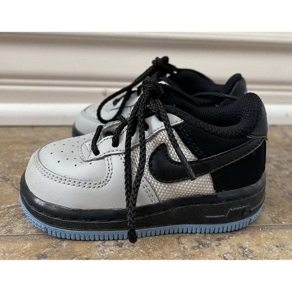 Nike Air Force 1 314194-902 Toddlers Shoes Black Leather Gray  Pink Blue Sz 4C